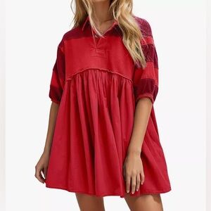 Red Striped Babydoll Dress